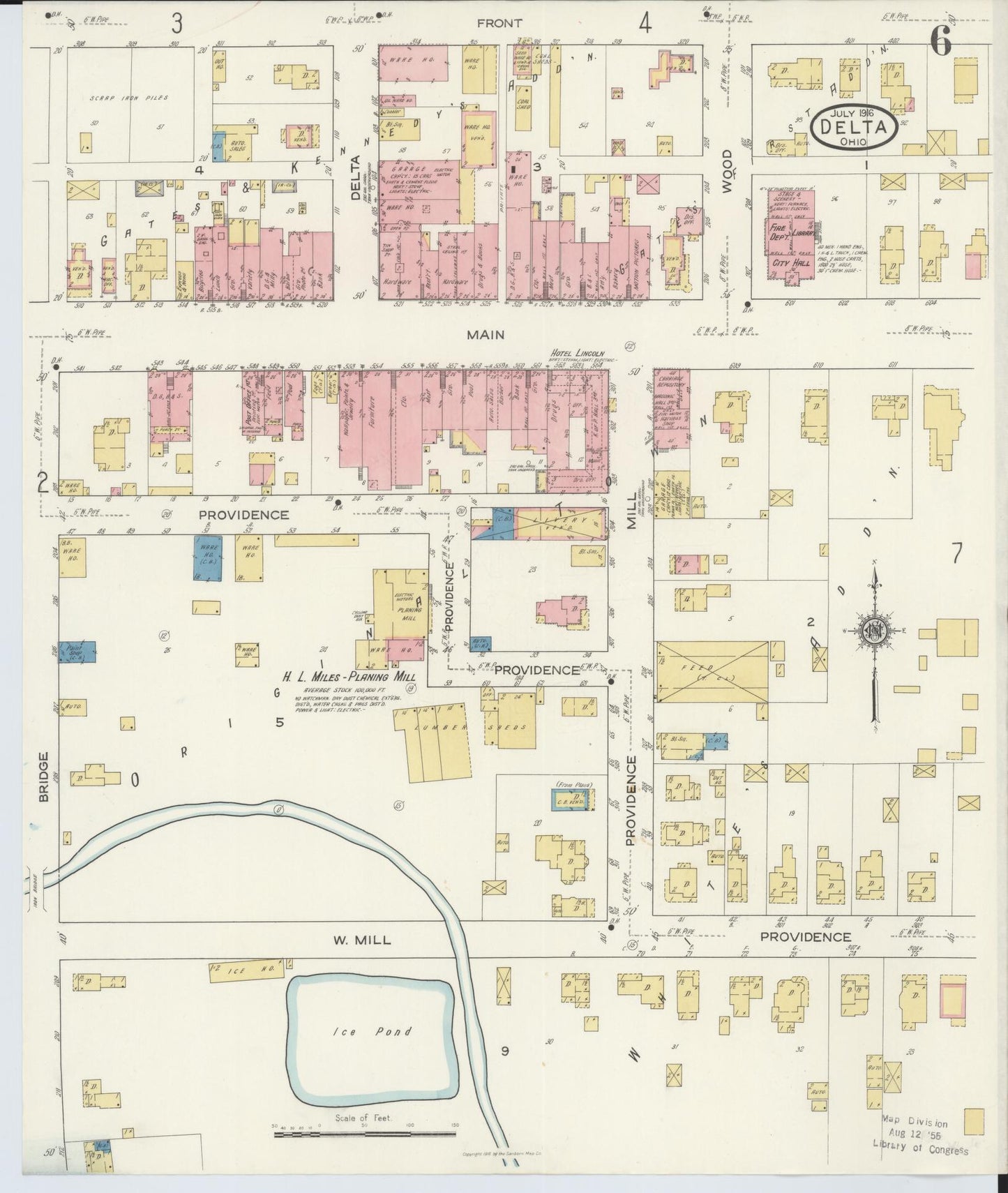 Sanborn Fire Insurance Map from Delta, Fulton County, Ohio (1916), Sheet #0006 - Historic Sanborn Fire Insurance Map Print, vintage old map wall art, antique decor, genealogy gift, Ohio Ohio map