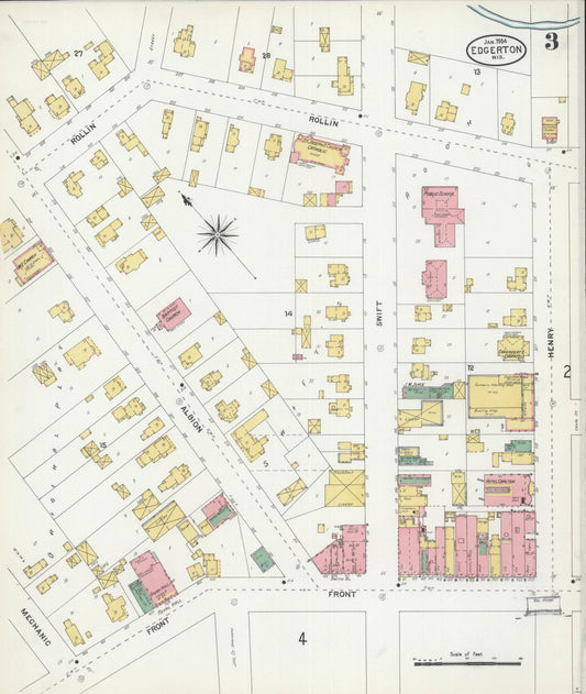 Sanborn Fire Insurance Map from Edgerton, Rock County, Wisconsin (1904), Sheet #0003 - Historic Sanborn Fire Insurance Map Print, vintage old map wall art, antique decor, genealogy gift, Wisconsin Wisconsin map