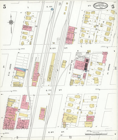 Sanborn Fire Insurance Map from Coffeyville, Montgomery County, Kansas (1923), Sheet #0005 - Complete Map Set gallery image, historic Sanborn map, vintage wall art, Kansas Kansas