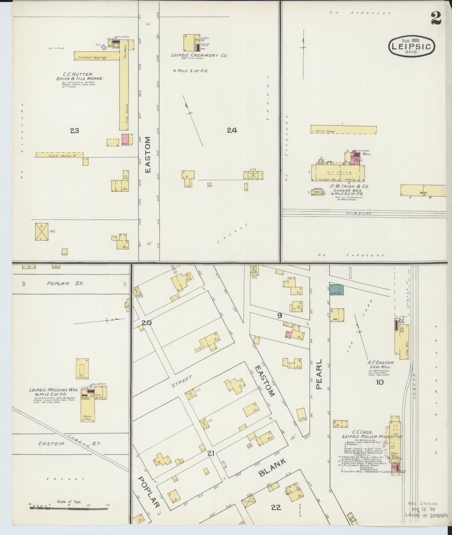 Sanborn Fire Insurance Map from Leipsic, Putnam County, Ohio (1893), Sheet #0002 - Complete Map Set gallery image, historic Sanborn map, vintage wall art, Ohio Ohio