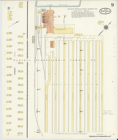 Sanborn Fire Insurance Map from Sheffield, Warren County, Pennsylvania (1910), Sheet #0009 - Historic Sanborn Fire Insurance Map Print, vintage old map wall art, antique decor, genealogy gift, Pennsylvania Pennsylvania map