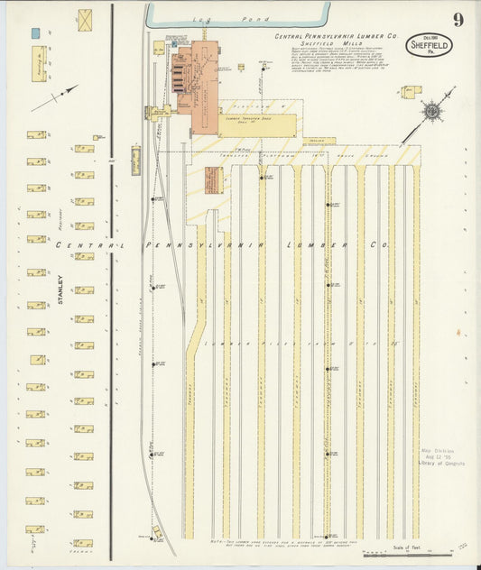 Sanborn Fire Insurance Map from Sheffield, Warren County, Pennsylvania (1910), Sheet #0009 - Historic Sanborn Fire Insurance Map Print, vintage old map wall art, antique decor, genealogy gift, Pennsylvania Pennsylvania map