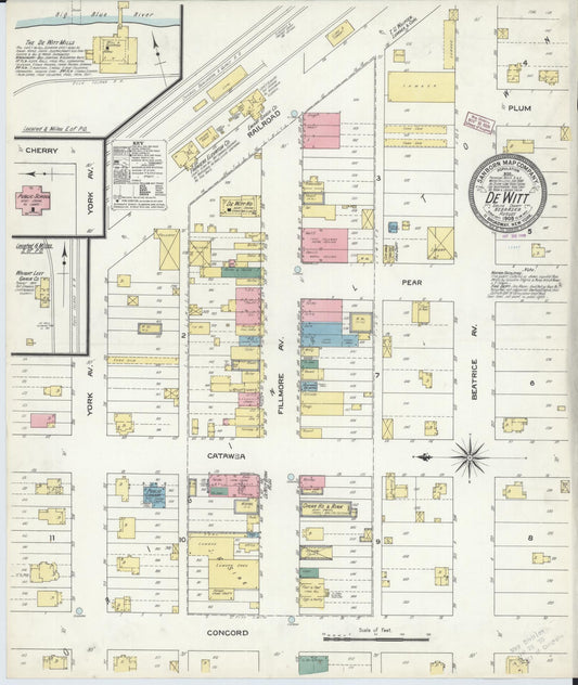 Sanborn Fire Insurance Map from De Witt, Saline County, Nebraska (1909), Sheet #0001 - Historic Sanborn Fire Insurance Map Print, vintage old map wall art, antique decor, genealogy gift, Nebraska Nebraska map