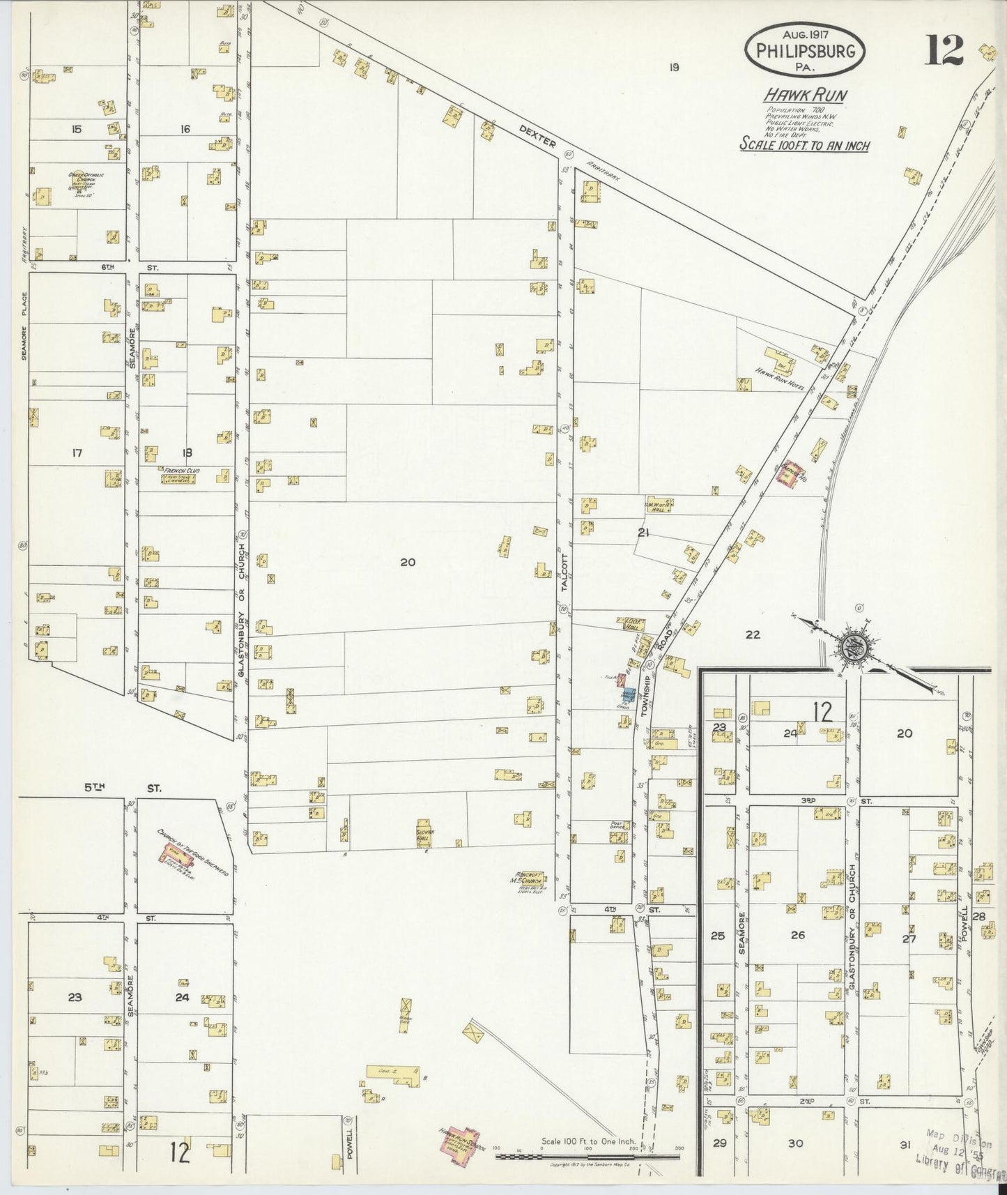 Sanborn Fire Insurance Map from Philipsburg, Centre County, Pennsylvania (1917), Sheet #0012 - Complete Map Set gallery image, historic Sanborn map, vintage wall art, Pennsylvania Pennsylvania