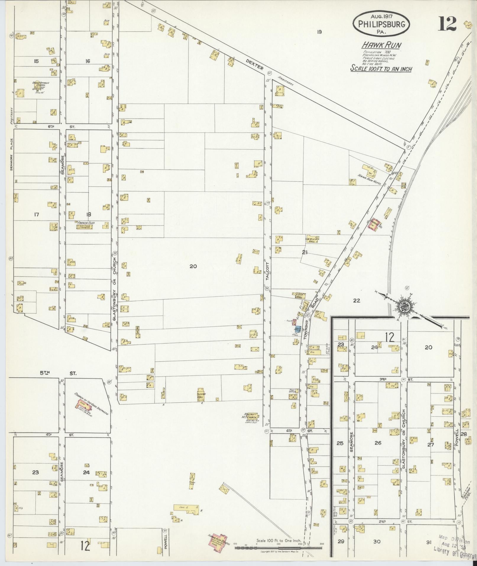 Sanborn Fire Insurance Map from Philipsburg, Centre County, Pennsylvania (1917), Sheet #0012 - Complete Map Set gallery image, historic Sanborn map, vintage wall art, Pennsylvania Pennsylvania