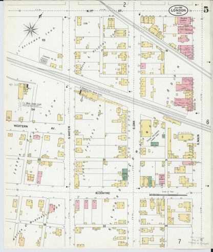 Sanborn Fire Insurance Map from London, Madison County, Ohio (1901), Sheet #0005 - Complete Map Set gallery image, historic Sanborn map, vintage wall art, Ohio Ohio