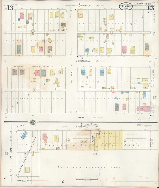 Sanborn Fire Insurance Map from Trinidad, Las Animas County, Colorado (1948), Sheet #0013 - Historic Sanborn Fire Insurance Map Print, vintage old map wall art, antique decor, genealogy gift, Colorado Colorado map