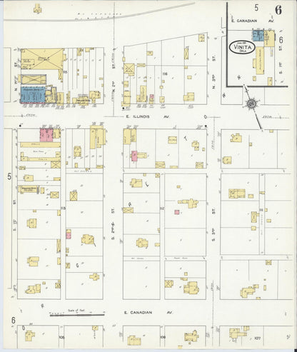 Sanborn Fire Insurance Map from Vinita, Craig County, Oklahoma (1911), Sheet #0006 - Complete Map Set gallery image, historic Sanborn map, vintage wall art, Oklahoma Oklahoma