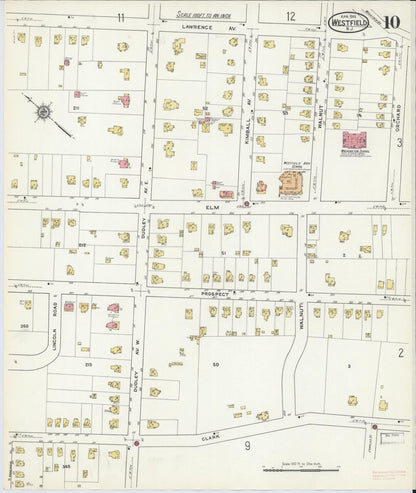 Sanborn Fire Insurance Map from Westfield, Union County, New Jersey (1916), Sheet #0010 - Historic Sanborn Fire Insurance Map Print, vintage old map wall art, antique decor, genealogy gift, New Jersey New Jersey map