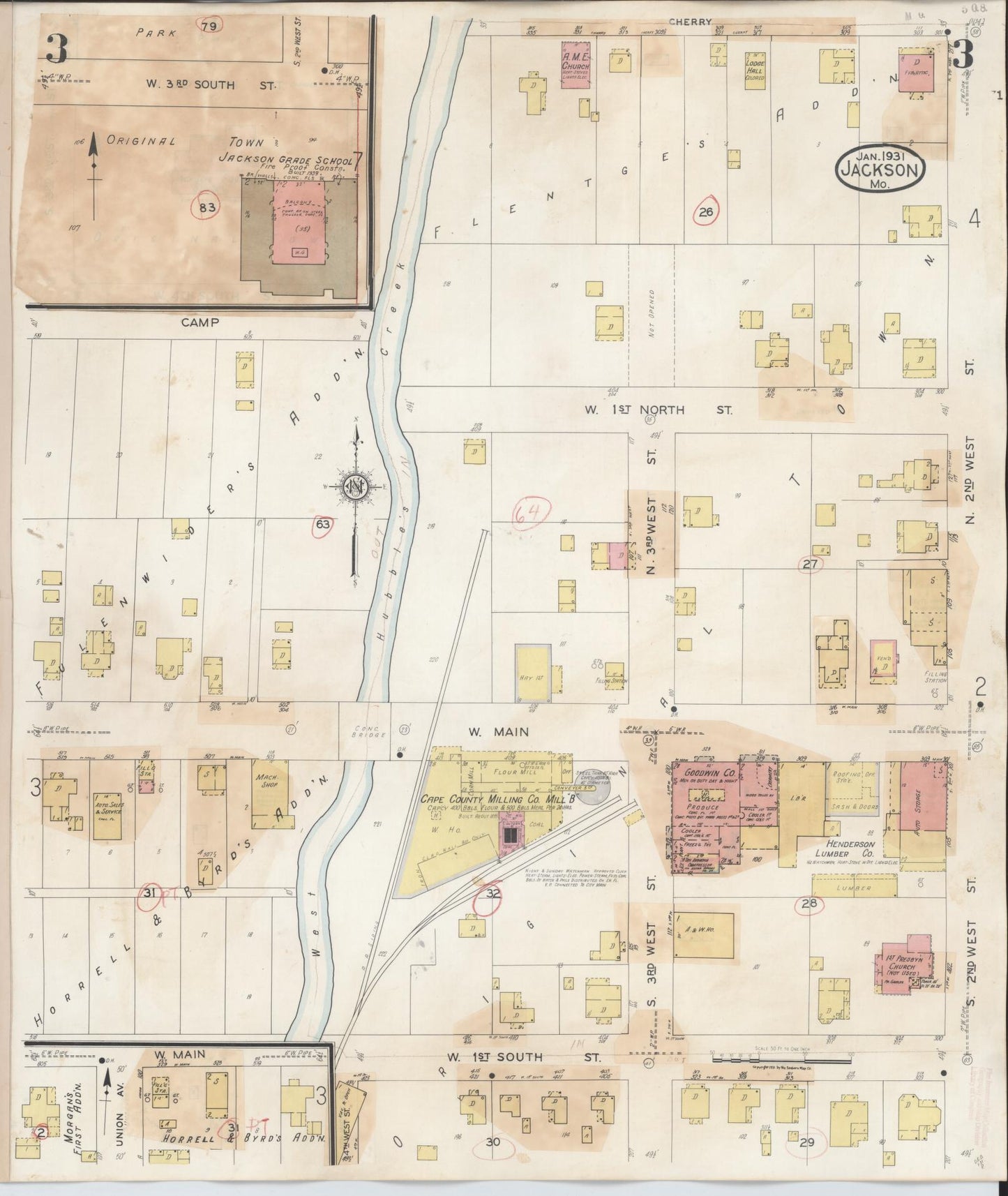Sanborn Fire Insurance Map from Jackson, Cape Girardeau County, Missouri (1941), Sheet #0003 - Complete Map Set gallery image, historic Sanborn map, vintage wall art, Missouri Missouri