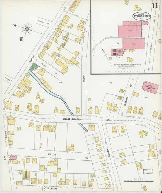 Sanborn Fire Insurance Map from Port Chester, Westchester County, New York (1902), Sheet #0011 - Historic Sanborn Fire Insurance Map Print, vintage old map wall art, antique decor, genealogy gift, New York New York map