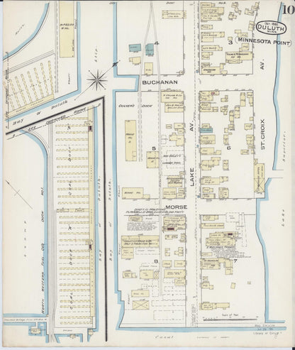 Sanborn Fire Insurance Map from Duluth, Saint Louis County, Minnesota (1885), Sheet #0010 - Historic Sanborn Fire Insurance Map Print, vintage old map wall art, antique decor, genealogy gift, Minnesota Minnesota map