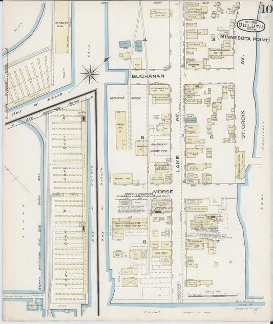 Sanborn Fire Insurance Map from Duluth, Saint Louis County, Minnesota (1885), Sheet #0010 - Historic Sanborn Fire Insurance Map Print, vintage old map wall art, antique decor, genealogy gift, Minnesota Minnesota map