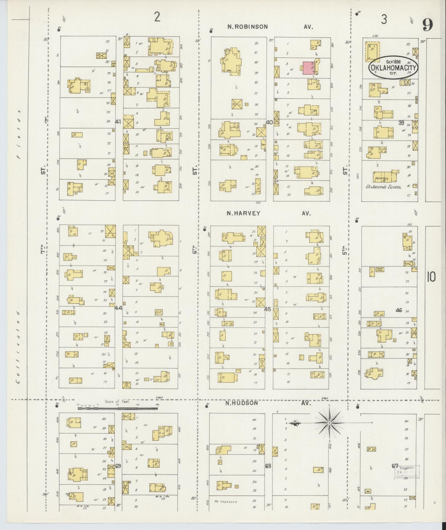 Sanborn Fire Insurance Map from Oklahoma City, Oklahoma County, Oklahoma (1898), Sheet #0009 - Complete Map Set gallery image, historic Sanborn map, vintage wall art, Oklahoma City Oklahoma