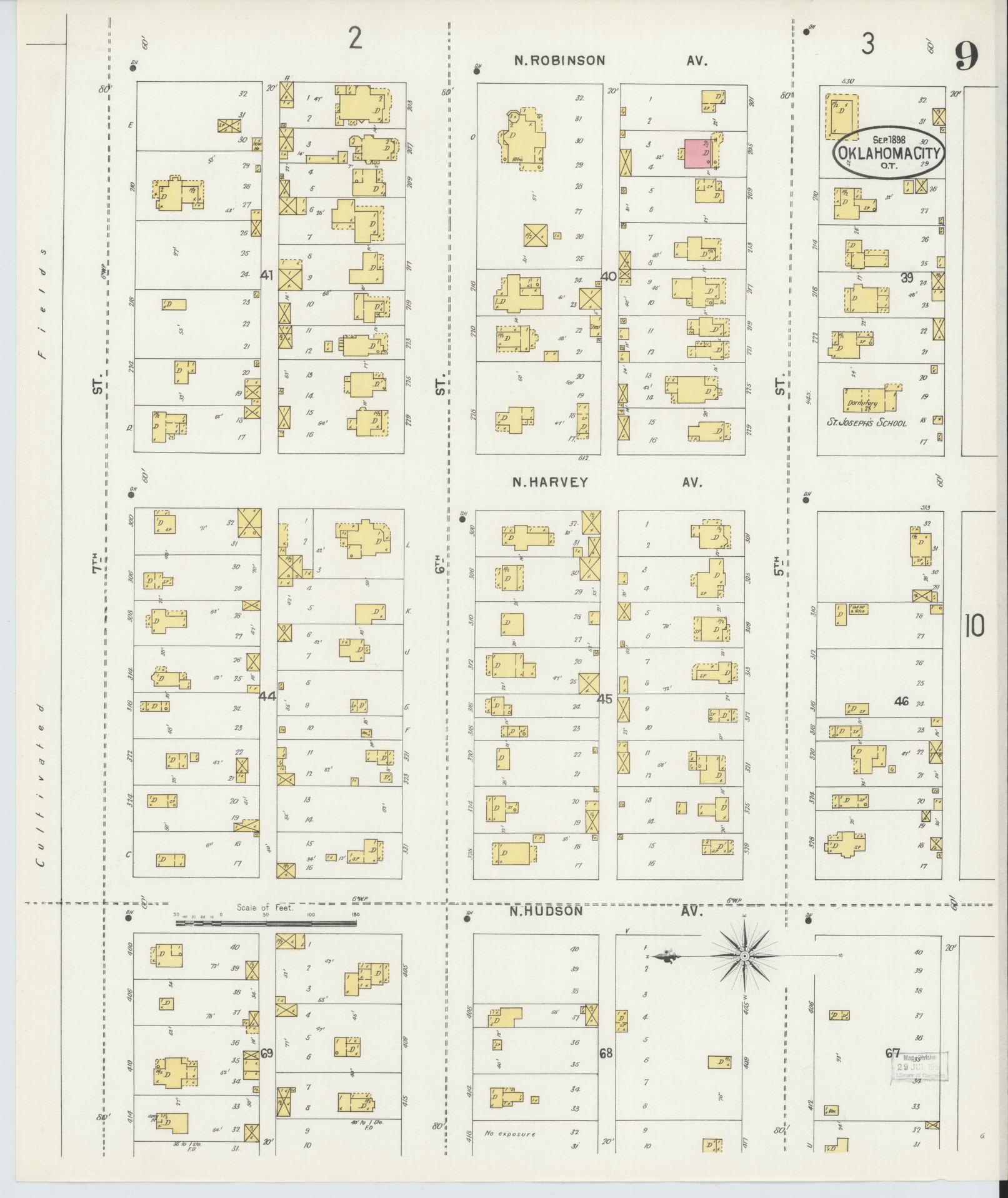 Sanborn Fire Insurance Map from Oklahoma City, Oklahoma County, Oklahoma (1898), Sheet #0009 - Complete Map Set gallery image, historic Sanborn map, vintage wall art, Oklahoma City Oklahoma