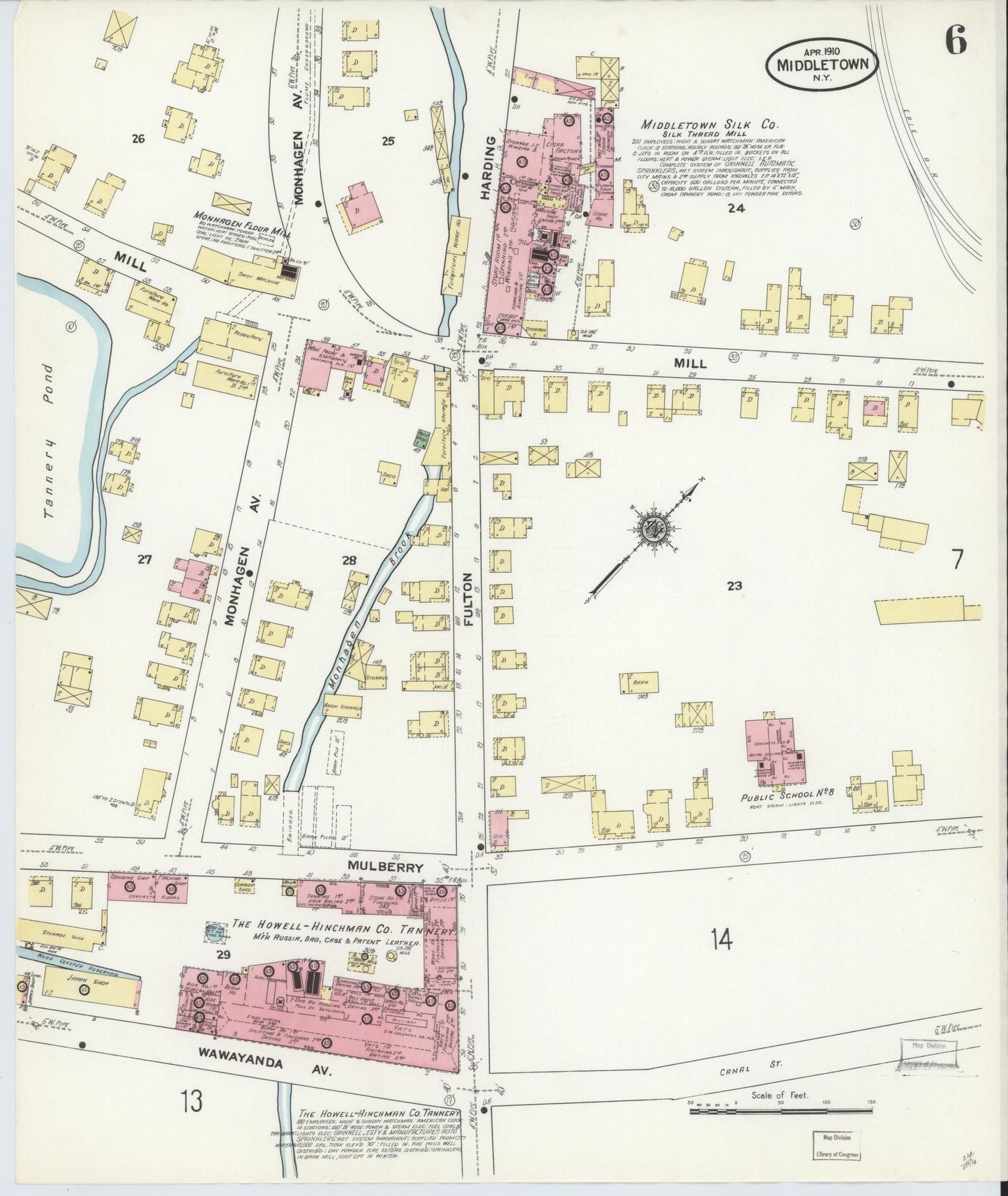 Sanborn Fire Insurance Map from Middletown, Orange County, New York (1910), Sheet #0006 - Complete Map Set gallery image, historic Sanborn map, vintage wall art, New York New York