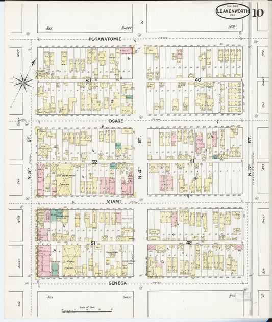 Sanborn Fire Insurance Map from Leavenworth, Leavenworth County, Kansas (1889), Sheet #0011 - Historic Sanborn Fire Insurance Map Print, vintage old map wall art, antique decor, genealogy gift, Kansas Kansas map