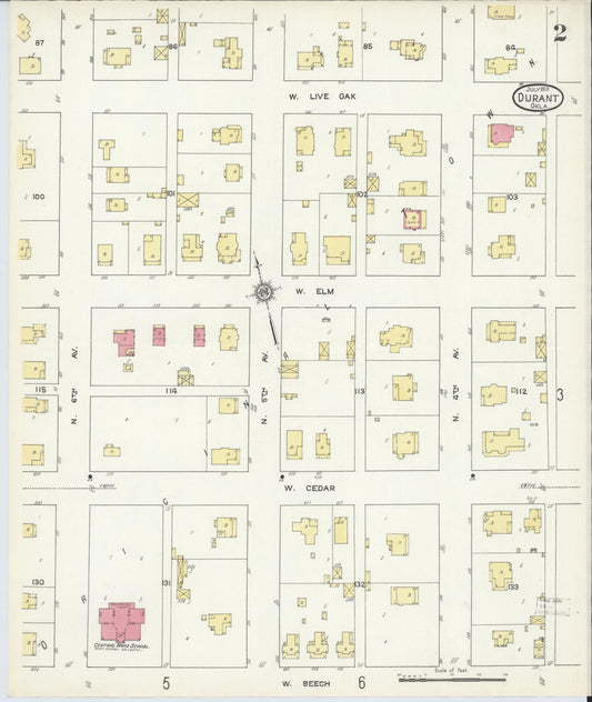 Sanborn Fire Insurance Map from Durant, Bryan County, Oklahoma (1913), Sheet #0002 - Historic Sanborn Fire Insurance Map Print, vintage old map wall art, antique decor, genealogy gift, Oklahoma Oklahoma map