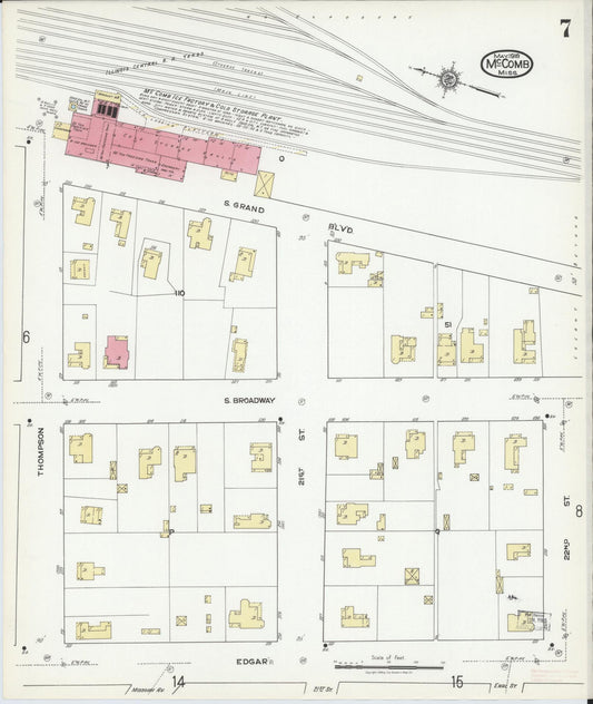Sanborn Fire Insurance Map from McComb, Pike County, Mississippi (1918), Sheet #0007 - Historic Sanborn Fire Insurance Map Print, vintage old map wall art, antique decor, genealogy gift, Mississippi Mississippi map