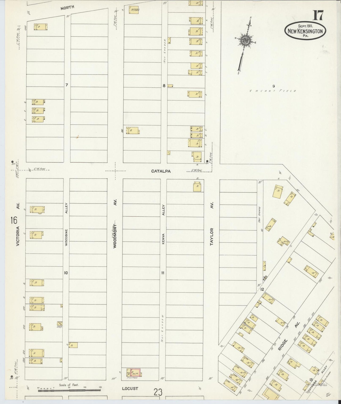 Sanborn Fire Insurance Map from New Kensington, Westmoreland County, Pennsylvania (1911), Sheet #0017 - Complete Map Set gallery image, historic Sanborn map, vintage wall art, Pennsylvania Pennsylvania