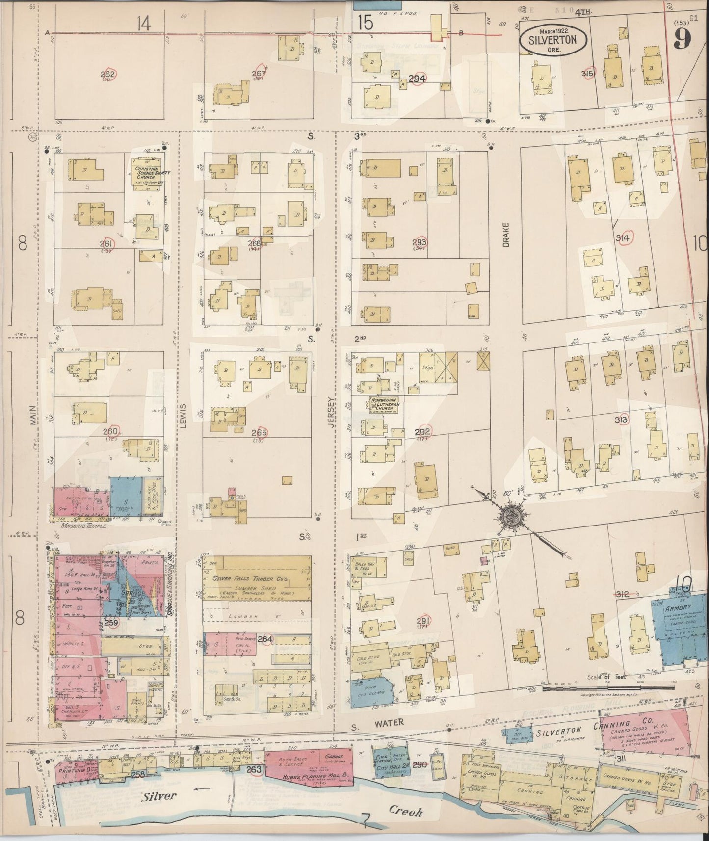 Sanborn Fire Insurance Map from Silverton, Marion County, Oregon (1939), Sheet #0009 - Complete Map Set gallery image, historic Sanborn map, vintage wall art, Oregon Oregon