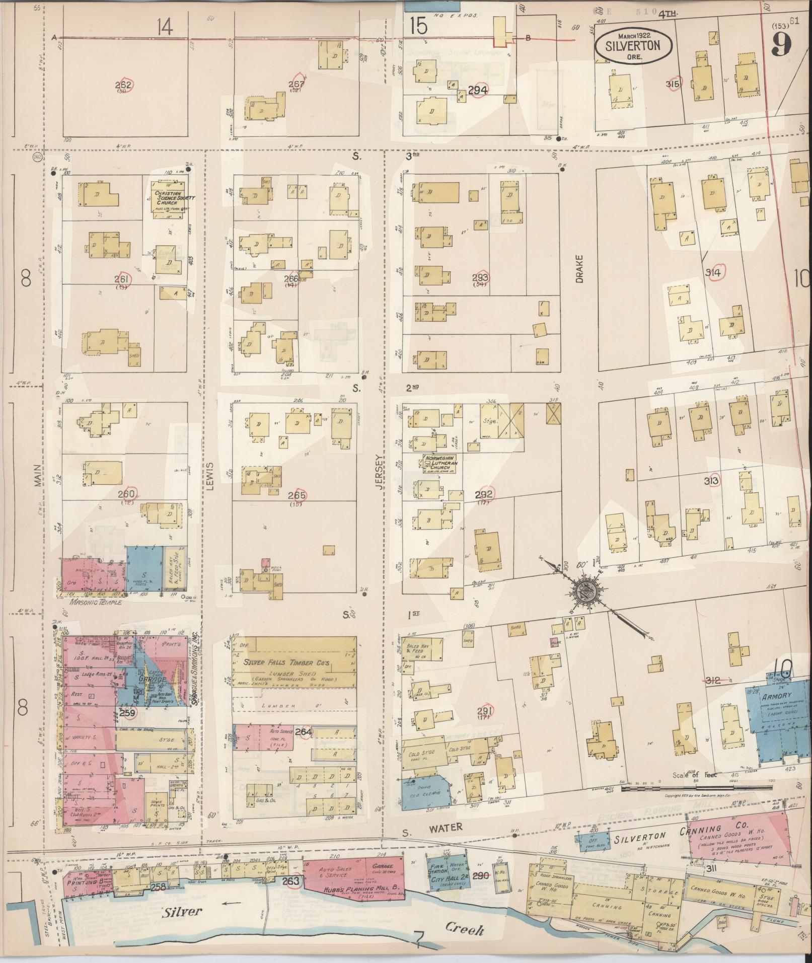 Sanborn Fire Insurance Map from Silverton, Marion County, Oregon (1939), Sheet #0009 - Complete Map Set gallery image, historic Sanborn map, vintage wall art, Oregon Oregon