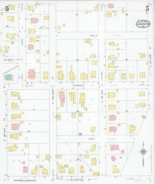 Sanborn Fire Insurance Map from Jackson, Cape Girardeau County, Missouri (1931), Sheet #0005 - Historic Sanborn Fire Insurance Map Print, vintage old map wall art, antique decor, genealogy gift, Missouri Missouri map
