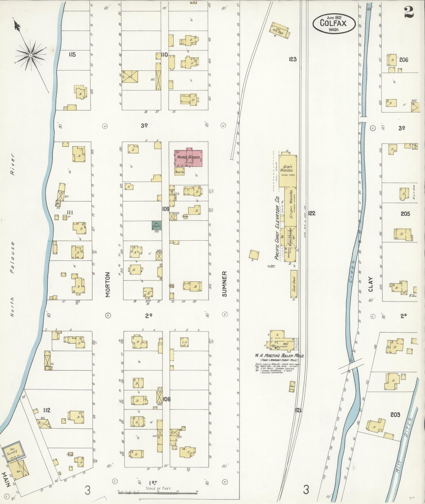 Sanborn Fire Insurance Map from Colfax, Whitman County, Washington (1902), Sheet #0002 - Complete Map Set gallery image, historic Sanborn map, vintage wall art, Washington Washington