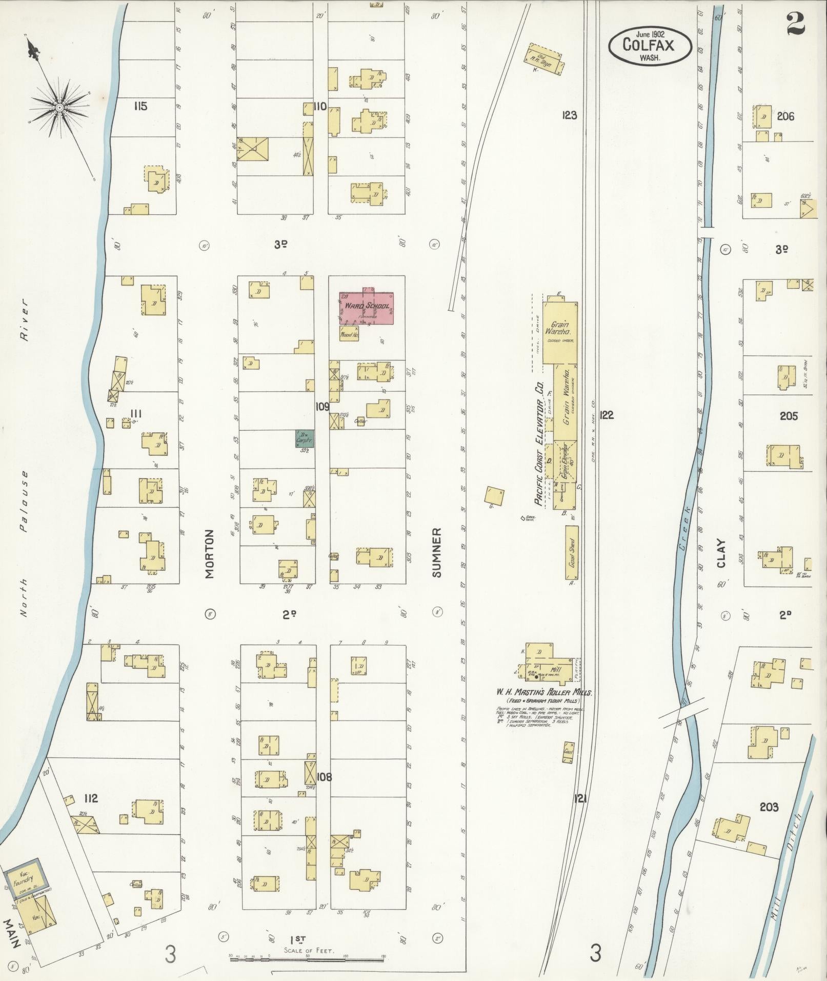 Sanborn Fire Insurance Map from Colfax, Whitman County, Washington (1902), Sheet #0002 - Complete Map Set gallery image, historic Sanborn map, vintage wall art, Washington Washington