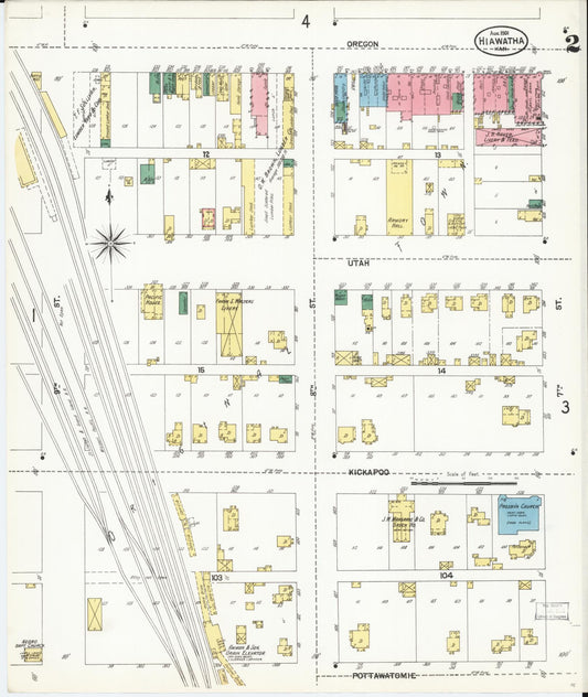 Sanborn Fire Insurance Map from Hiawatha, Brown County, Kansas (1901), Sheet #0002 - Historic Sanborn Fire Insurance Map Print, vintage old map wall art, antique decor, genealogy gift, Kansas Kansas map