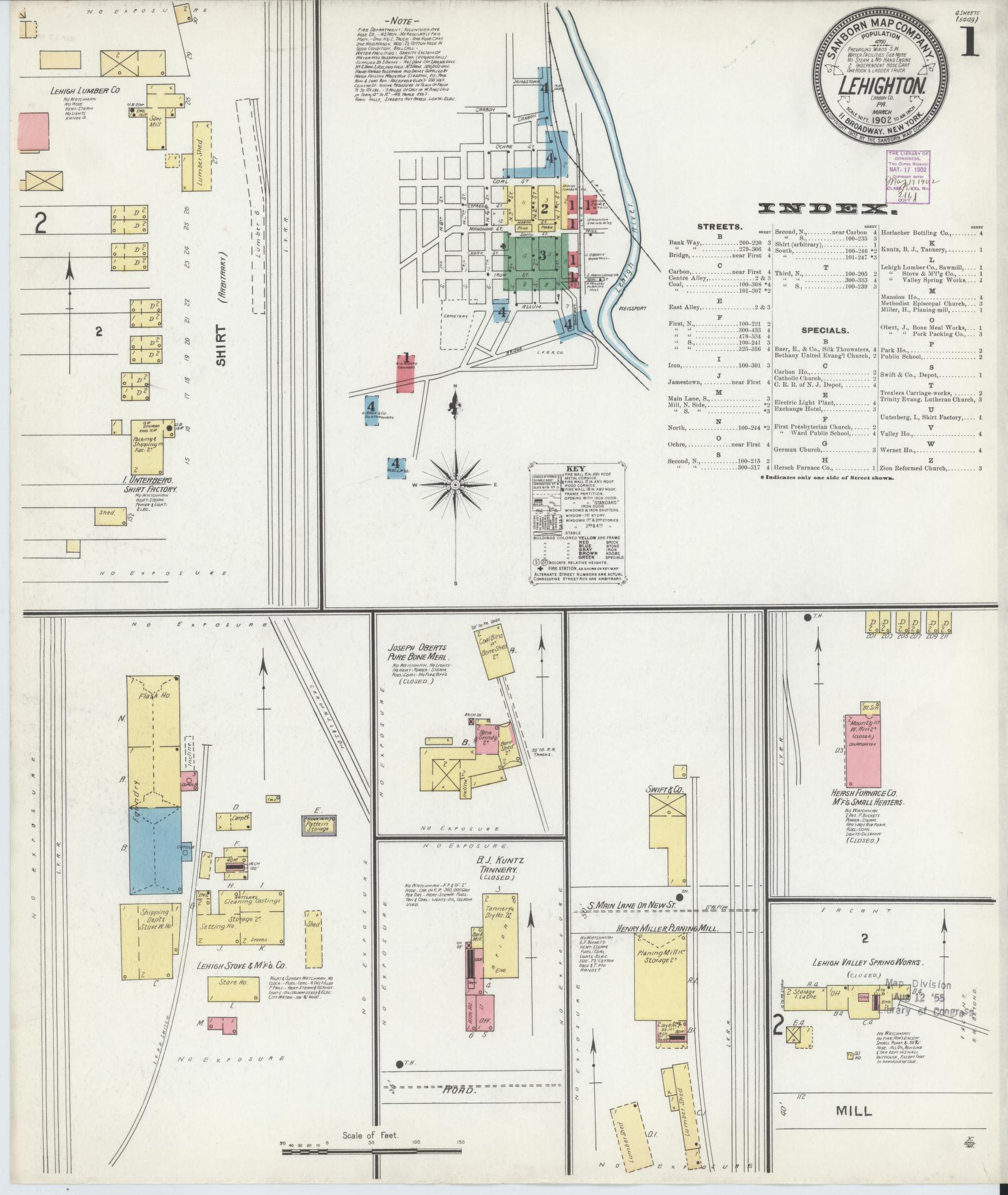 Sanborn Fire Insurance Map from Lehighton, Carbon County, Pennsylvania. (1902) – Historic Sanborn Fire Insurance Map Print