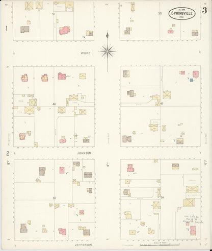 Sanborn Fire Insurance Map from Springville, Utah County, Utah (1898), Sheet #0003 - Complete Map Set gallery image, historic Sanborn map, vintage wall art, Springville Utah
