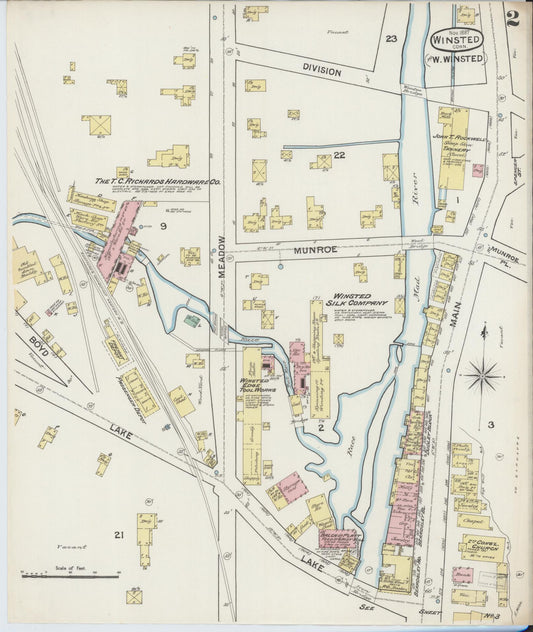Sanborn Fire Insurance Map from Winsted, Litchfield County, Connecticut (1887), Sheet #0002 - Historic Sanborn Fire Insurance Map Print, vintage old map wall art, antique decor, genealogy gift, Connecticut Connecticut map
