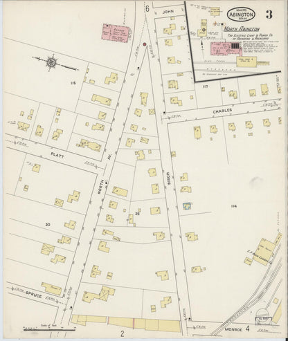 Sanborn Fire Insurance Map from Abington, Plymouth County, Massachusetts (1915), Sheet #0003 - Complete Map Set gallery image, historic Sanborn map, vintage wall art, Massachusetts Massachusetts