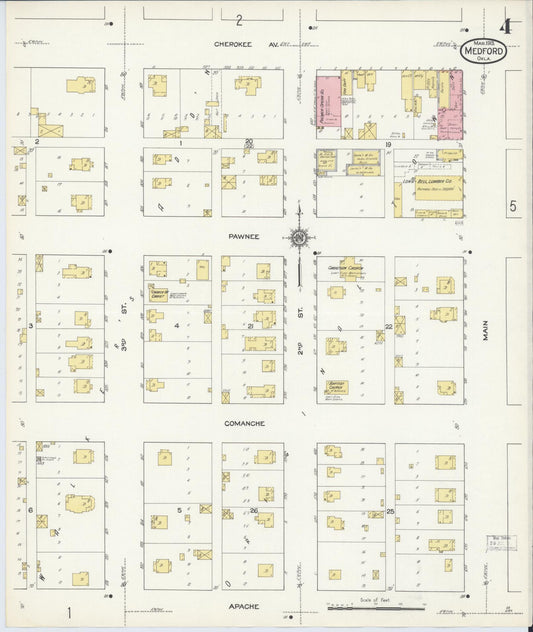 Sanborn Fire Insurance Map from Medford, Grant County, Oklahoma (1913), Sheet #0004 - Historic Sanborn Fire Insurance Map Print, vintage old map wall art, antique decor, genealogy gift, Oklahoma Oklahoma map