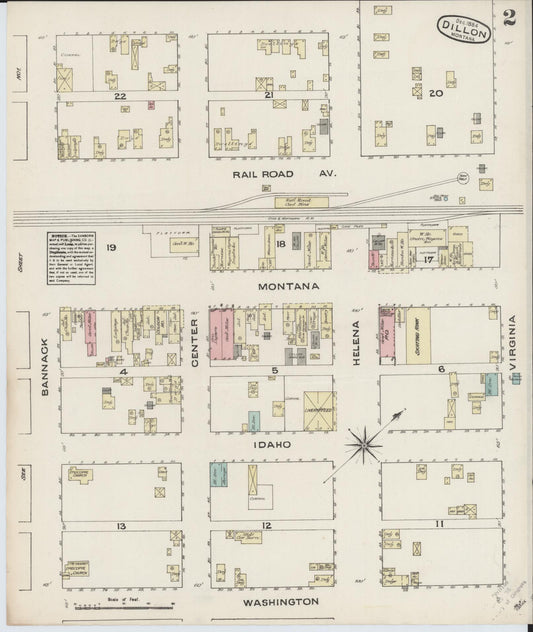 Sanborn Fire Insurance Map from Dillon, Beaverhead County, Montana (1884), Sheet #0002 - Historic Sanborn Fire Insurance Map Print, vintage old map wall art, antique decor, genealogy gift, Montana Montana map