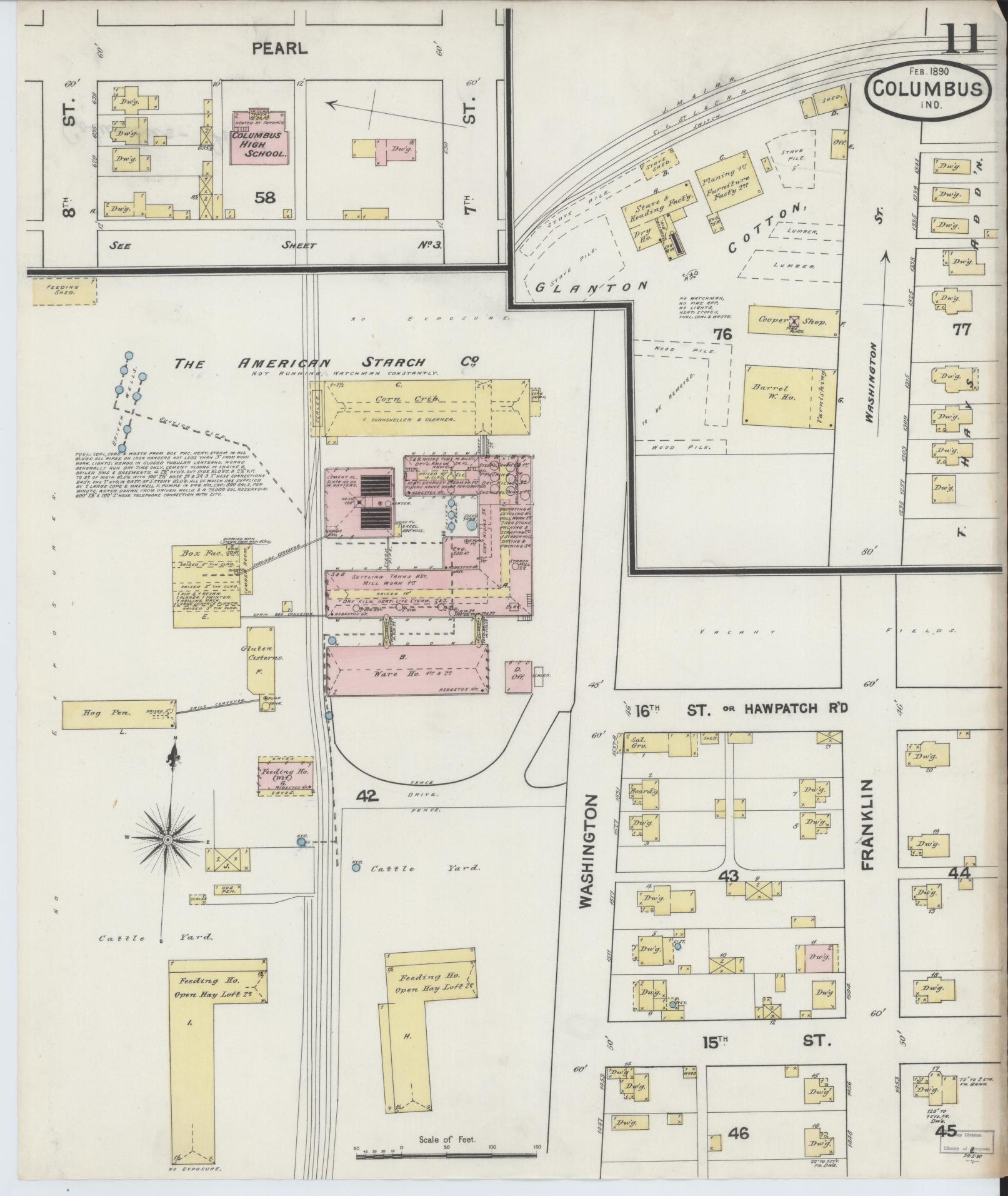 Sanborn Fire Insurance Map from Columbus, Bartholomew County, Indiana (1890), Sheet #0011 - Complete Map Set gallery image, historic Sanborn map, vintage wall art, Indiana Indiana