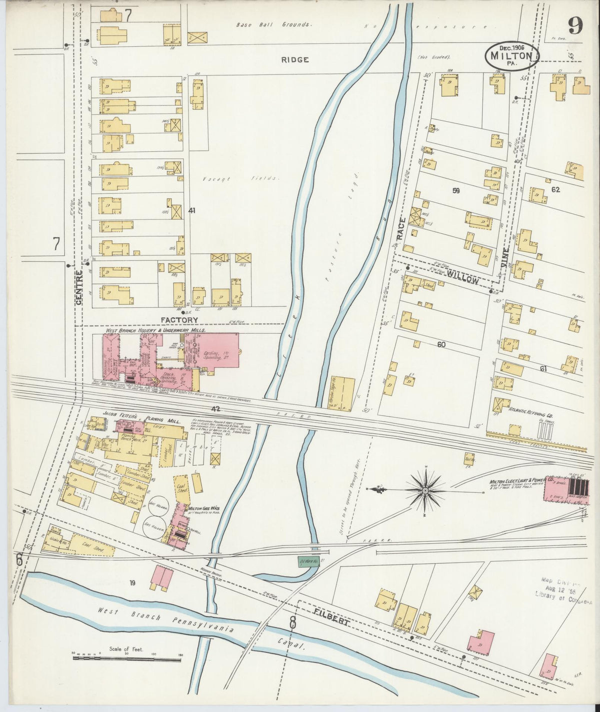 Sanborn Fire Insurance Map from Milton, Northumberland County, Pennsylvania (1906), Sheet #0009 - Complete Map Set gallery image, historic Sanborn map, vintage wall art, Pennsylvania Pennsylvania
