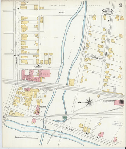 Sanborn Fire Insurance Map from Milton, Northumberland County, Pennsylvania (1906), Sheet #0009 - Complete Map Set gallery image, historic Sanborn map, vintage wall art, Pennsylvania Pennsylvania