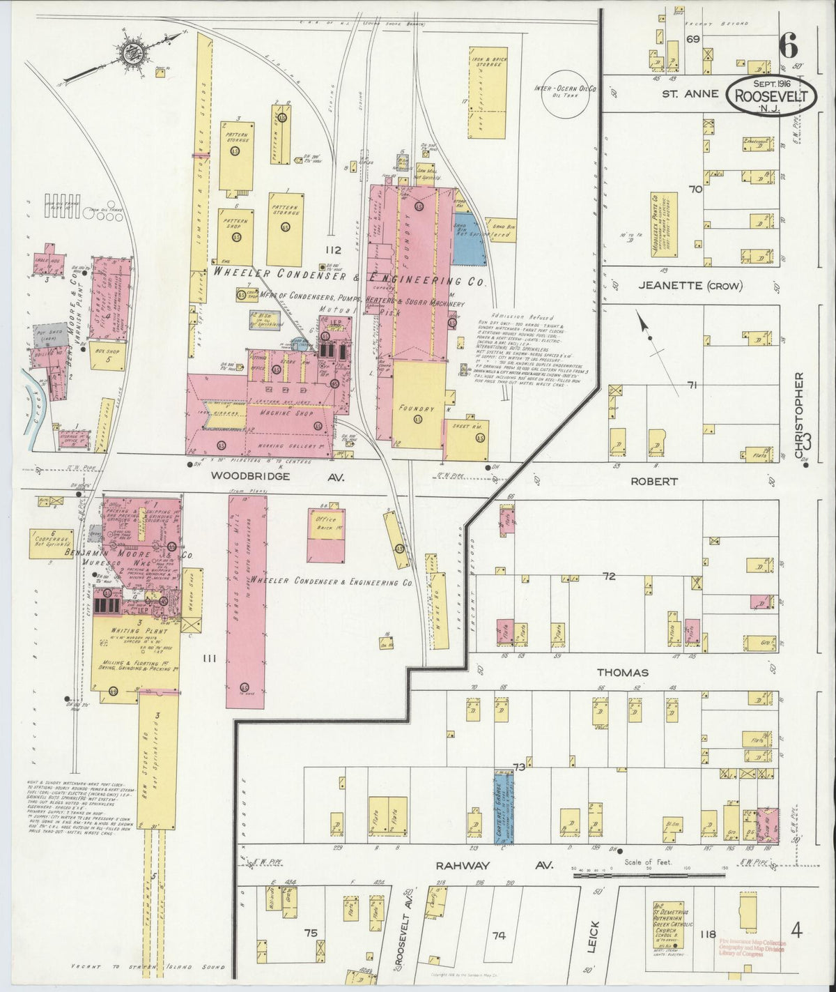 Sanborn Fire Insurance Map from Roosevelt, Middlesex County, New Jersey (1916), Sheet #0006 - Complete Map Set gallery image, historic Sanborn map, vintage wall art, New Jersey New Jersey