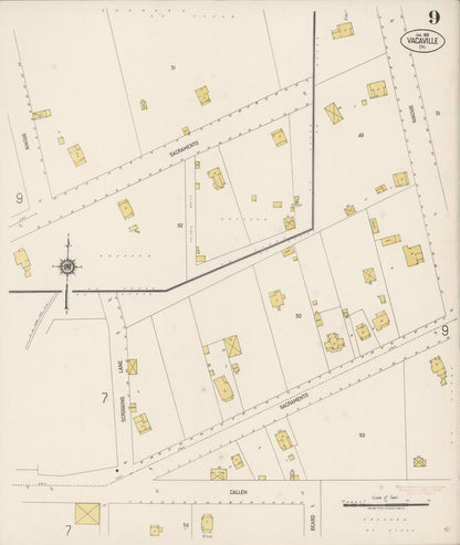 Sanborn Fire Insurance Map from Vacaville, Solano County, California (1920), Sheet #0009 - Complete Map Set gallery image, historic Sanborn map, vintage wall art, California California