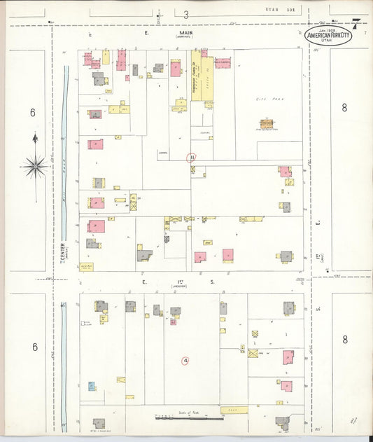 Sanborn Fire Insurance Map from American Fork, Utah County, Utah (1938), Sheet #0007 - Historic Sanborn Fire Insurance Map Print, vintage old map wall art, antique decor, genealogy gift, American Fork Utah map