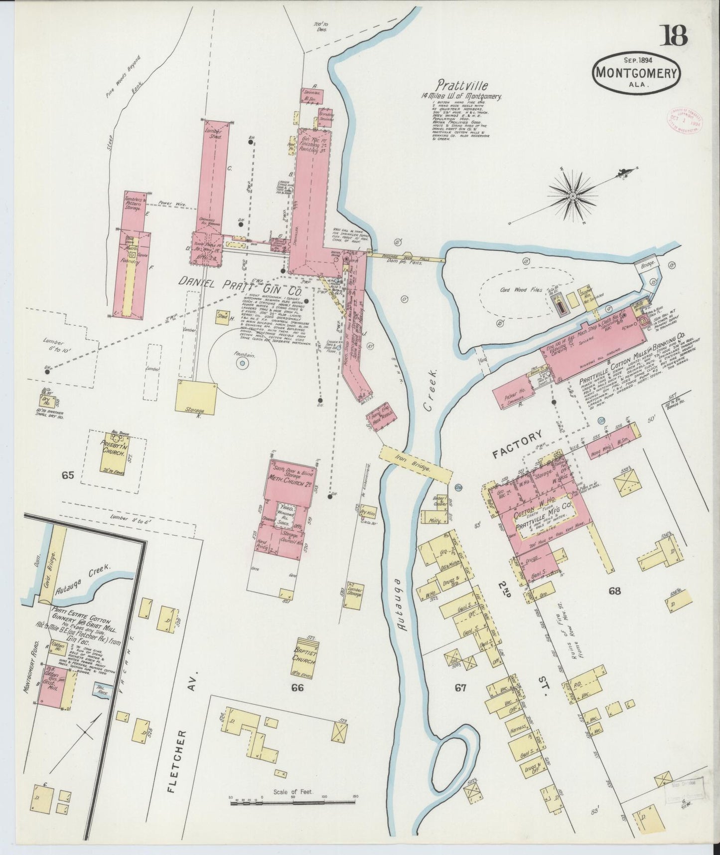 Sanborn Fire Insurance Map from Montgomery, Montgomery County, Alabama (1894), Sheet #0018 - Historic Sanborn Fire Insurance Map Print, vintage old map wall art, antique decor, genealogy gift, Alabama Alabama map