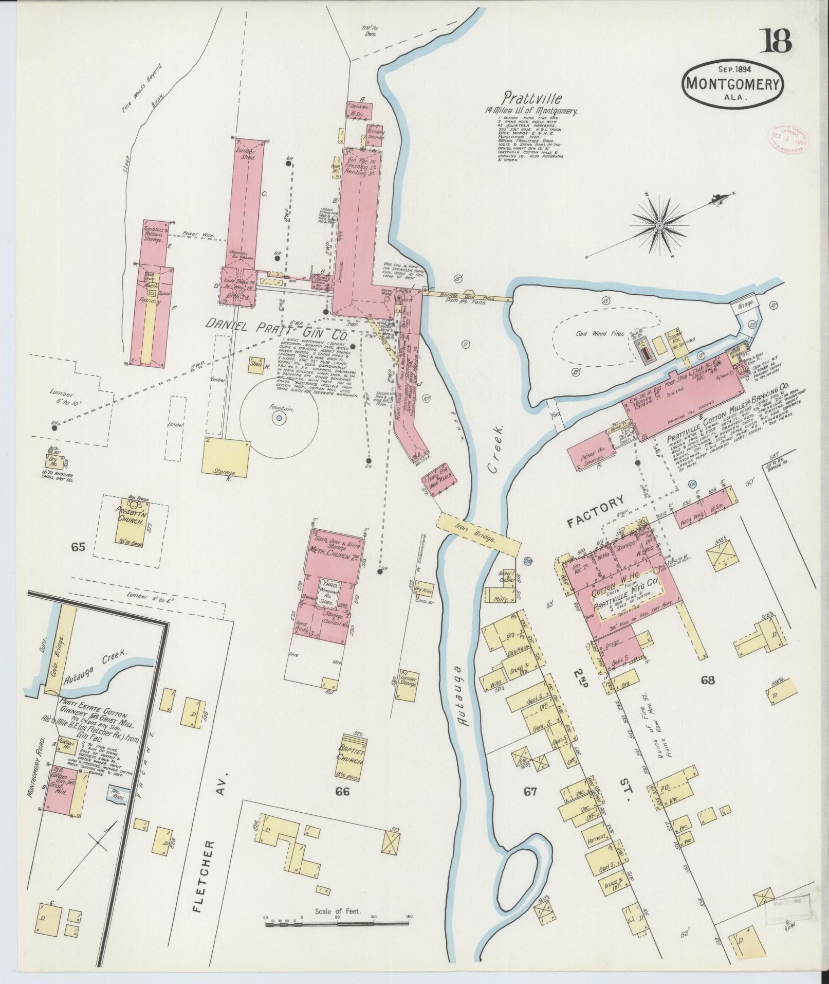 Sanborn Fire Insurance Map from Montgomery, Montgomery County, Alabama (1894), Sheet #0018 - Historic Sanborn Fire Insurance Map Print, vintage old map wall art, antique decor, genealogy gift, Alabama Alabama map