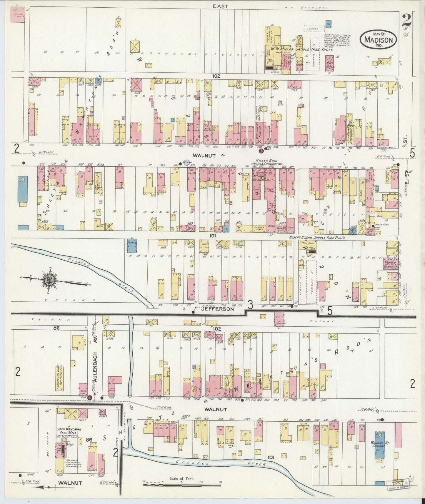 Sanborn Fire Insurance Map from Madison, Jefferson County, Indiana (1911), Sheet #0003 - Complete Map Set gallery image, historic Sanborn map, vintage wall art, Indiana Indiana