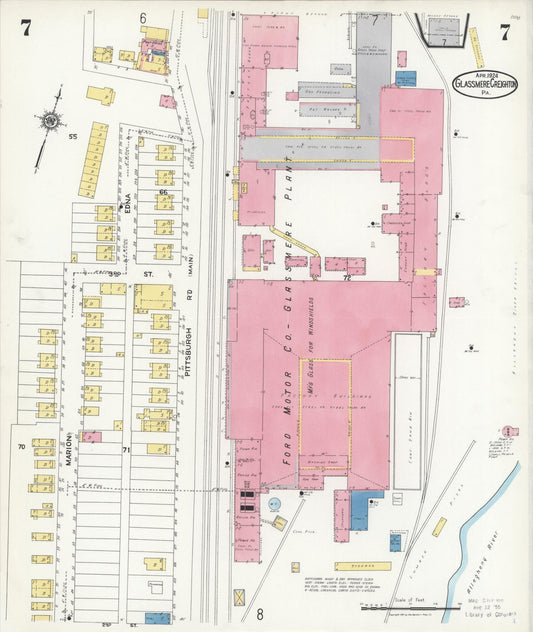 Sanborn Fire Insurance Map from Glassmere, Allegheny County, Pennsylvania (1924), Sheet #0007 - Historic Sanborn Fire Insurance Map Print, vintage old map wall art, antique decor, genealogy gift, Pennsylvania Pennsylvania map