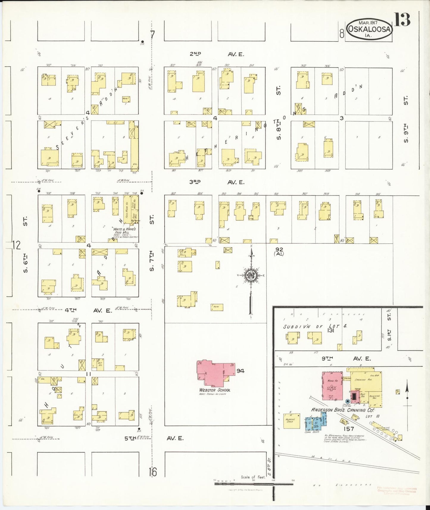 Sanborn Fire Insurance Map from Oskaloosa, Mahaska County, Iowa (1917), Sheet #0013 - Historic Sanborn Fire Insurance Map Print
