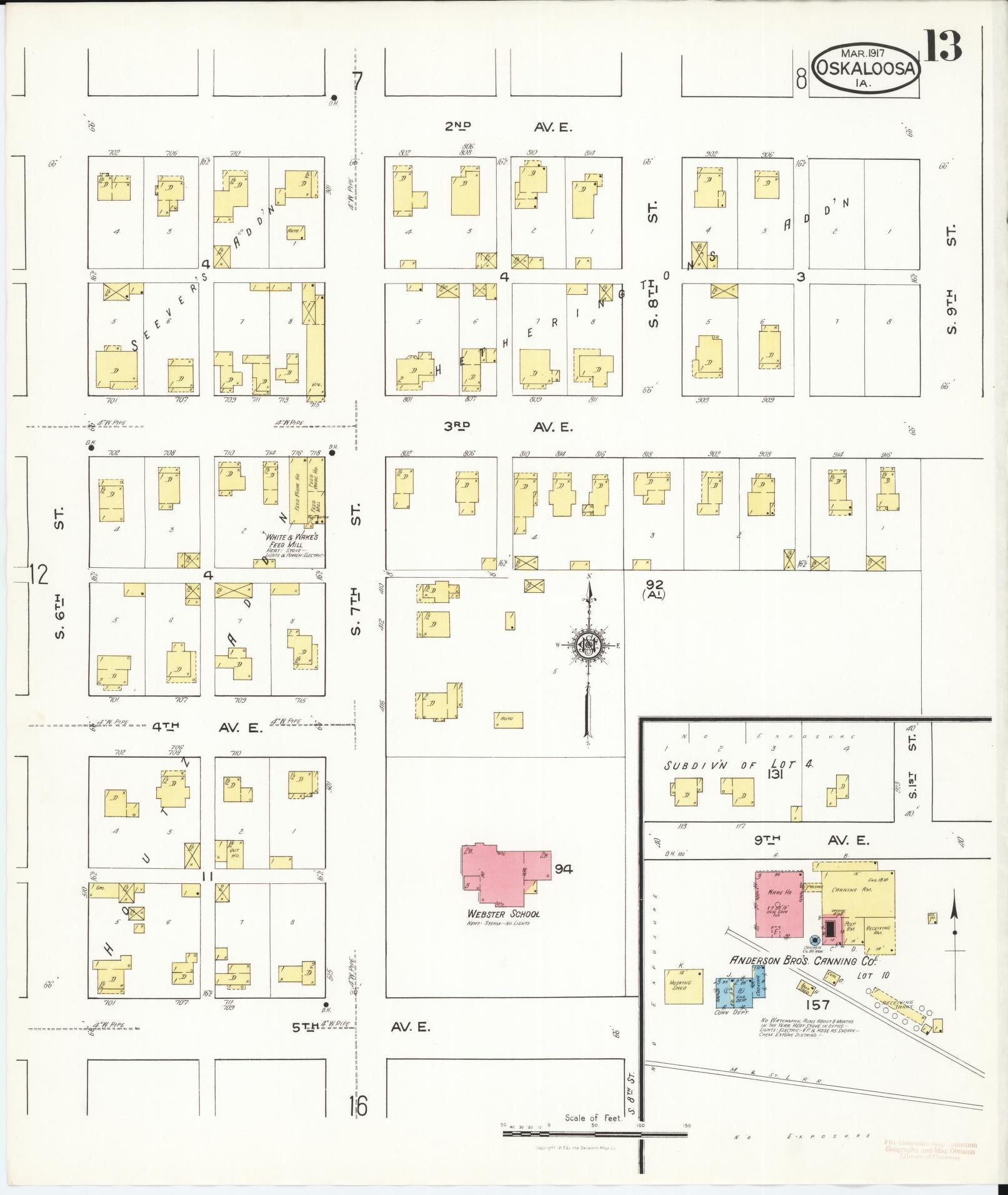 Sanborn Fire Insurance Map from Oskaloosa, Mahaska County, Iowa (1917), Sheet #0013 - Historic Sanborn Fire Insurance Map Print