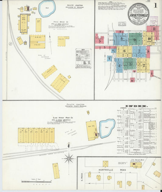 Sanborn Fire Insurance Map from Fayetteville, Washington County, Arkansas (1904), Sheet #0001 - Historic Sanborn Fire Insurance Map Print, vintage old map wall art, antique decor, genealogy gift, Arkansas Arkansas map