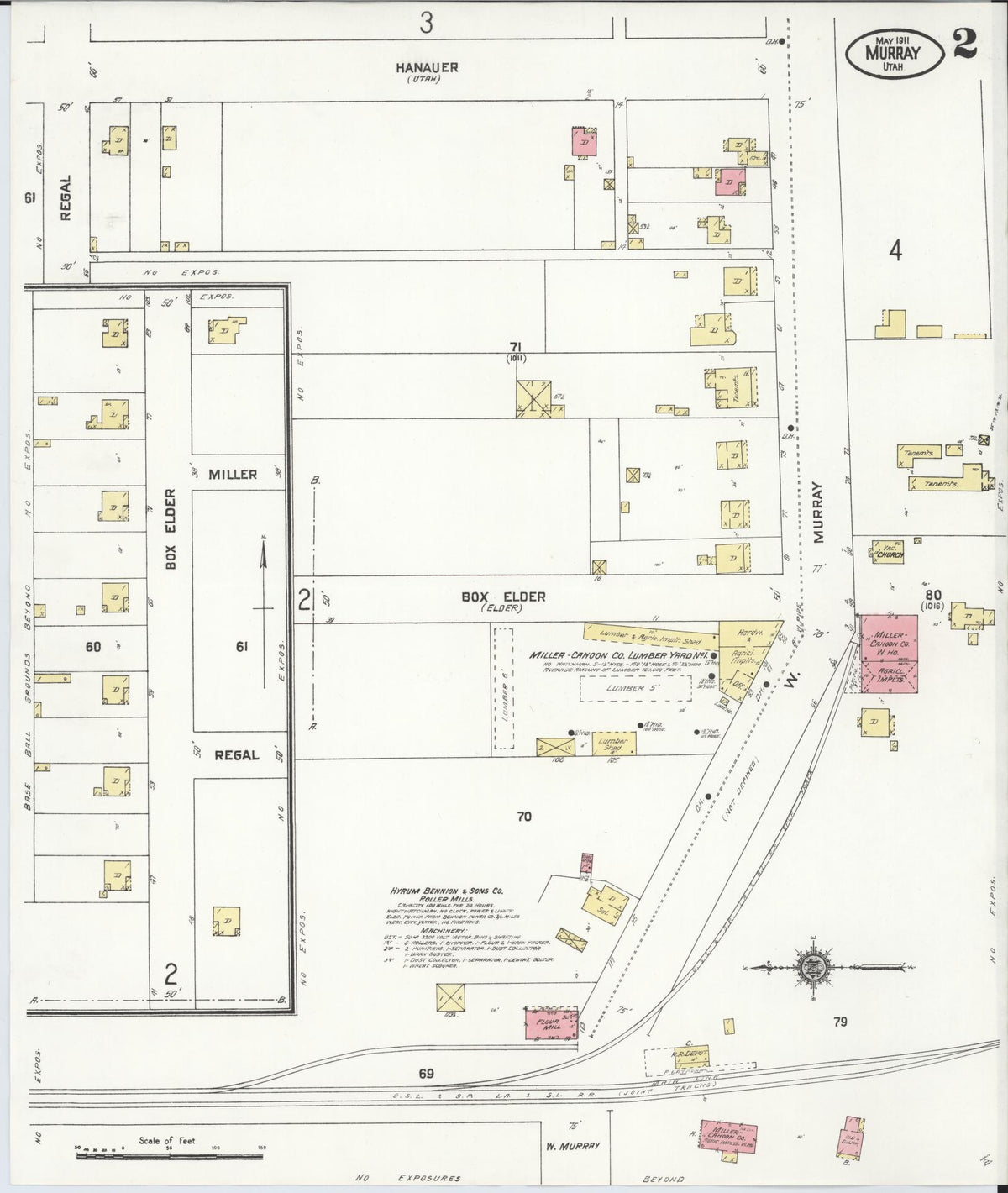 Sanborn Fire Insurance Map from Murray, Salt Lake County, Utah (1911), Sheet #0002 - Complete Map Set gallery image, historic Sanborn map, vintage wall art, Utah Utah